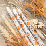 3 Pumpkin Taper Candles